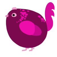 A wine and fuchsia chicken with a neck-speckle pattern