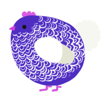 A indigo and white chicken with a double-lace pattern