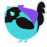 A aqua and black chicken with a head pattern