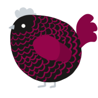 A sable and maroon chicken with a lace pattern