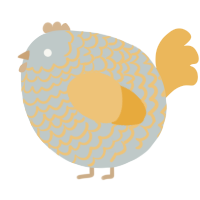A silver and honey chicken with a lace pattern