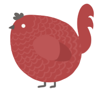 A red chicken with a lace pattern