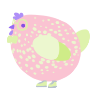 A rose and apple chicken with a speckle pattern
