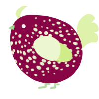 A maroon and apple chicken with a speckle pattern