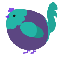 A overcast and turquoise chicken with a head pattern