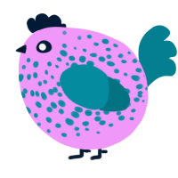 A lavender and sea chicken with a speckle pattern