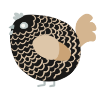 A sable and beige chicken with a lace pattern
