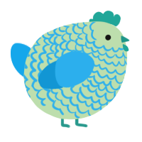A gluppy and sky chicken with a lace pattern