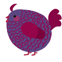 A overcast and maroon chicken with a lace pattern