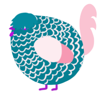 A sea and rose chicken with a lace pattern