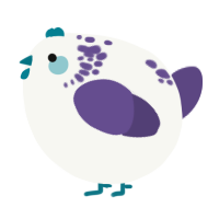 A white and overcast chicken with a neck-speckle pattern