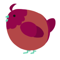 A red and maroon chicken with a head pattern