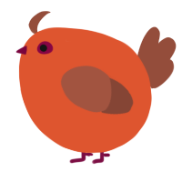 A vermilion and russet chicken