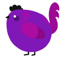 A violet and plum chicken with a neck-speckle pattern