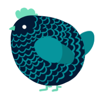 A tumblr and teal chicken with a lace pattern