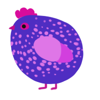 A indigo and orchid chicken with a speckle pattern