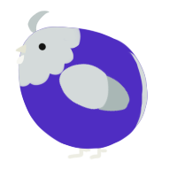 A indigo and silver chicken with a head pattern