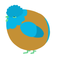 A gold and cerulean chicken with a head pattern