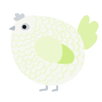 A white and apple chicken with a lace pattern