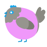 A lavender and ash chicken with a head pattern