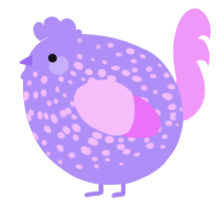 A lilac and lavender chicken with a speckle pattern