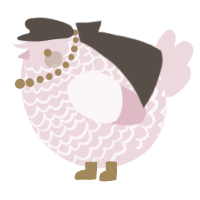 A rose chicken with a lace pattern