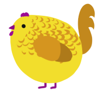 A yellow and ochre chicken with a half-lace pattern