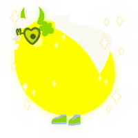 A yellow chicken with a lace pattern