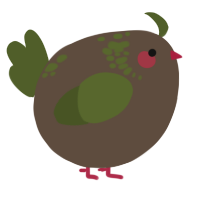 A bark and olive chicken with a neck-speckle pattern