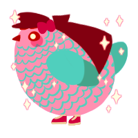 A lavender and cerulean chicken with a lace pattern