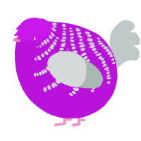 A amethyst and silver chicken with a half-bar pattern