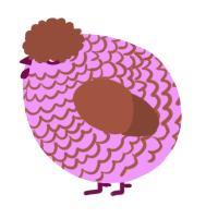 A lavender and russet chicken with a lace pattern