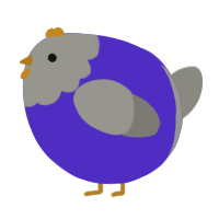 A indigo and ash chicken with a head pattern
