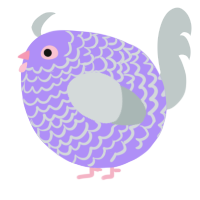 A lilac and silver chicken with a lace pattern