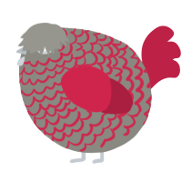 A ash and crimson chicken with a lace pattern