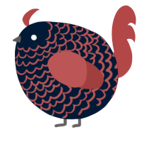 A tumblr and red chicken with a lace pattern