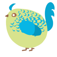 A lemon and cerulean chicken with a half-lace pattern