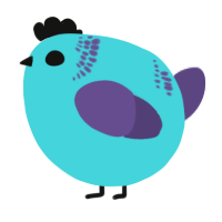 A aqua and overcast chicken with a neck-band pattern