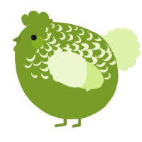 A chartreuse and apple chicken with a half-lace pattern