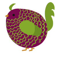 A wine and chartreuse chicken with a lace pattern