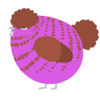A orchid and russet chicken with a bar pattern