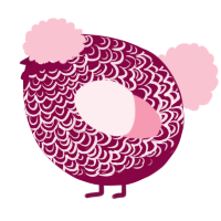 A maroon and rose chicken with a double-lace pattern