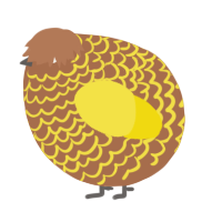 A brown and yellow chicken with a lace pattern
