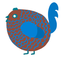 A russet and sapphire chicken with a lace pattern