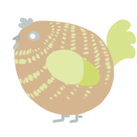 A beige and lemon chicken with a bar pattern