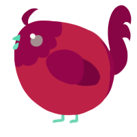 A crimson and maroon chicken with a head pattern