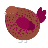 A russet and maroon chicken with a speckle pattern