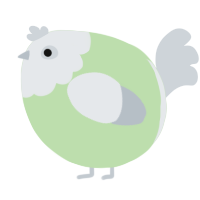 A gluppy and mist chicken with a head pattern