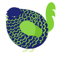 A navy and grass chicken with a lace pattern