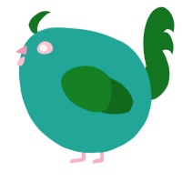 A turquoise and leaf chicken